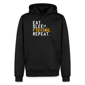 Manger dormir répéter pêche pêche pêche cadeaux - Sweat à capuche Premium bio Homme - noir - Devant - Nico (187cm)