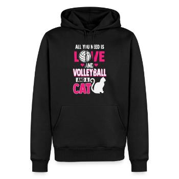 Tout ce dont j'ai besoin c'est de l'amour, du volley-ball et d'un chat - Sweat à capuche Premium bio Homme - noir - Devant - Nico (187cm)