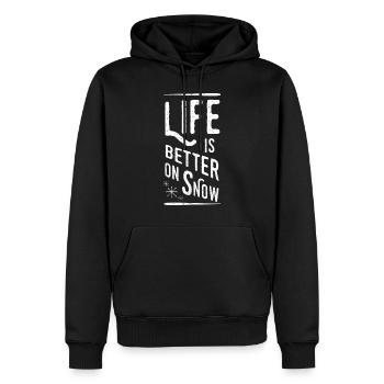 LIFE IS BETTER ON SNOW SKI SNOWBOARD - Männer Premium Bio Hoodie - Schwarz - Vorne - Nico (187cm)