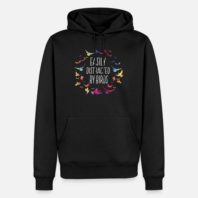 Facilement distrait par Birds Bird Lover Birder - Sweat à capuche Premium bio Homme - noir