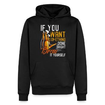 Bier Brauer - Männer Premium Bio Hoodie - Schwarz - Vorne - Nico (187cm)