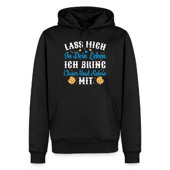 J'apporte le chaos et les cookies avec moi - Sweat à capuche Premium bio Homme - noir - Devant - Nico (187cm)