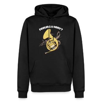 Conception drôle de cor français Fanfare en corne de laiton - Sweat à capuche Premium bio Homme - noir - Devant - Nico (187cm)