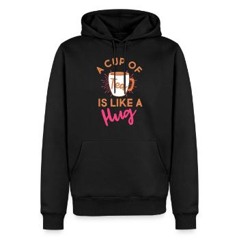 A cup of tea is like a hug - Männer Premium Bio Hoodie - Schwarz - Vorne - Nico (187cm)