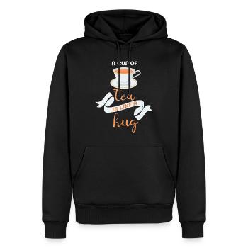 A Cup Of Tea Is Like A Hug - Männer Premium Bio Hoodie - Schwarz - Vorne - Nico (187cm)
