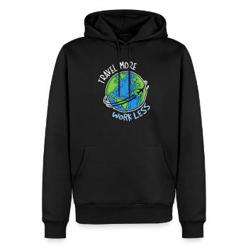 Travel More Work Less Travel Gift Funny - Men’s Premium Organic Hoodie - black - Front - Nico (187cm)