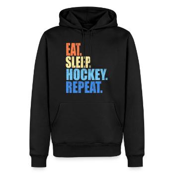 Eat Sleep Hockey Repeat - Men’s Premium Organic Hoodie - black - Front - Nico (187cm)