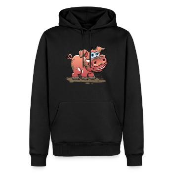 porcin - Sweat à capuche Premium bio Homme - noir - Devant - Nico (187cm)