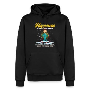 Nordic Walking im Winter macht Glücklich und Froh - Männer Premium Bio Hoodie - Schwarz - Vorne - Nico (187cm)