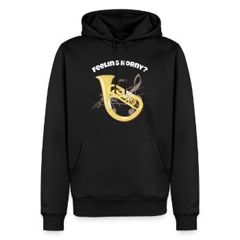 Lustiger Helicon Entwurf Messinghorn-Blaskapelle - Männer Premium Bio Hoodie - Schwarz - Vorne - Nico (187cm)