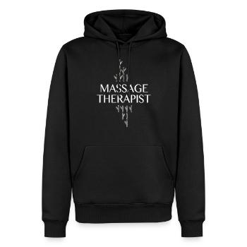 Massothérapeute - Sweat à capuche Premium bio Homme - noir - Devant - Nico (187cm)