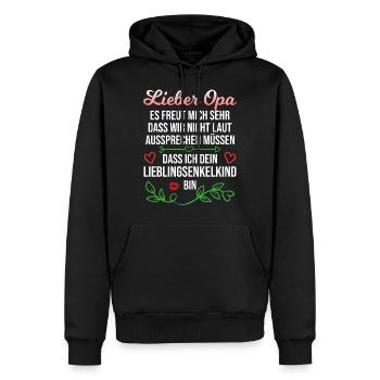 Opa Enkel Spruch Enkelin Lieblingsenkel Geschenk - Männer Premium Bio Hoodie - Schwarz - Vorne - Nico (187cm)