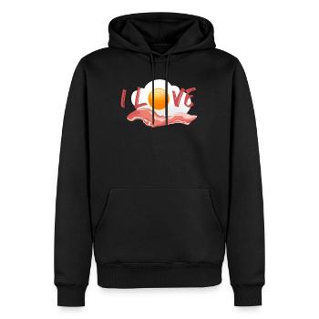 Jambon à l'œuf - petit déjeuner - Sweat à capuche Premium bio Homme - noir - Devant - Nico (187cm)