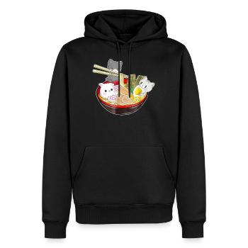 Chats Japon Ramen Anime - Sweat à capuche Premium bio Homme - noir - Devant - Nico (187cm)
