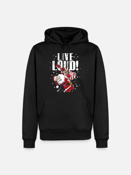 Rocking Santa Claus E-Guitar - Men’s Premium Organic Hoodie - black