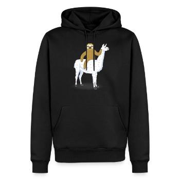 Paresseux lama paresseux lama alpaga lama - Sweat à capuche Premium bio Homme - noir - Devant - Nico (187cm)