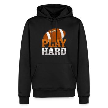 Play Hard! Play American Football Geschenk Sport - Männer Premium Bio Hoodie - Schwarz - Vorne - Nico (187cm)