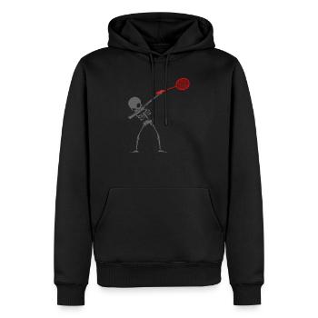 Badminton Dab Dabbing Skelett Totenkopf Geschenk - Männer Premium Bio Hoodie - Schwarz - Vorne - Nico (187cm)