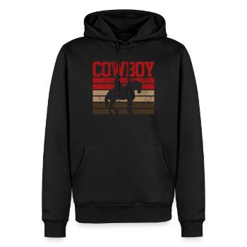 cow-boy - Sweat à capuche Premium bio Homme - noir - Devant - Nico (187cm)