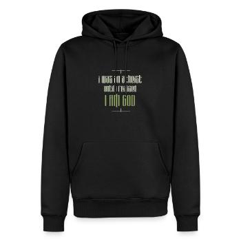 Je suis athée jusqu'à ce que je réalise que je suis Dieu - Sweat à capuche Premium bio Homme - noir - Devant - Nico (187cm)