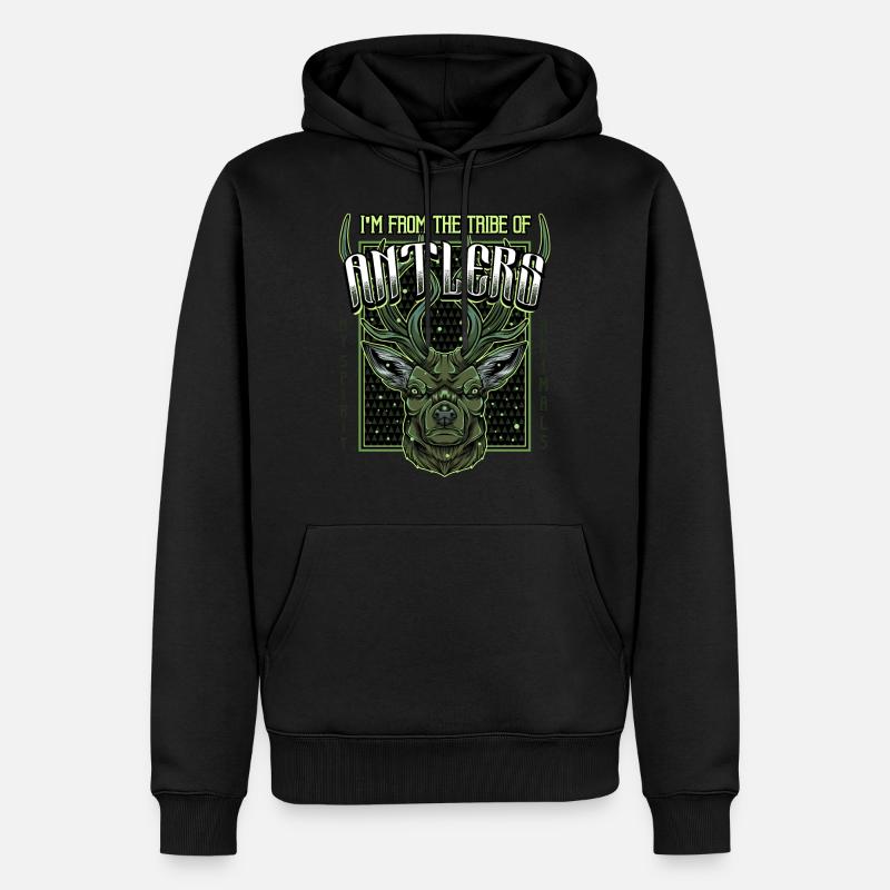 Modern Hirschkopf | Waldtier Rehbock Geschenkidee - Männer Premium Bio Hoodie - Schwarz