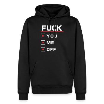 Fuck - You, Me, Off - Männer Premium Bio Hoodie - Schwarz - Vorne - Nico (187cm)