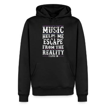 La musique m'aide - Music Love - Citation Musique - Sweat à capuche Premium bio Homme - noir - Devant - Nico (187cm)