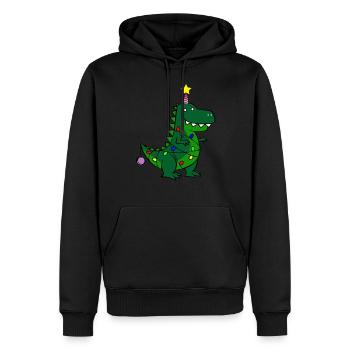 Ugly Christmas Tree Rex Dinocorn - Men’s Premium Organic Hoodie - black - Front - Nico (187cm)