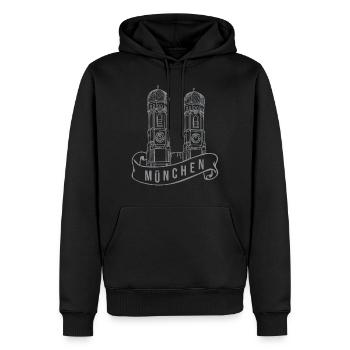 Frauenkirche Munich - Sweat à capuche Premium bio Homme - noir - Devant - Nico (187cm)