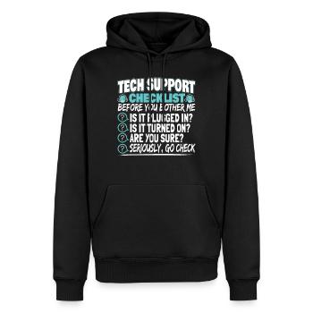 Tech Support Checklist Administrator technicien - Sweat à capuche Premium bio Homme - noir - Devant - Nico (187cm)
