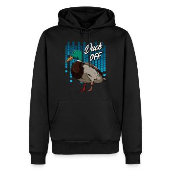 Trendy Ente Wortspiel | Duck Off Vogel Geschenk - Männer Premium Bio Hoodie - Schwarz - Vorne - Nico (187cm)