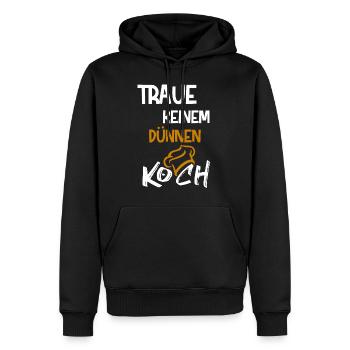Pas mince cuisiner / manger, drôle, cadeau - Sweat à capuche Premium bio Homme - noir - Devant - Nico (187cm)