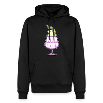 Weinhorn - Wein + Einhorn - Männer Premium Bio Hoodie - Schwarz - Vorne - Nico (187cm)