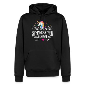 Fresst meinen Sternenstaub ihr Langweiler! - Männer Premium Bio Hoodie - Schwarz - Vorne - Nico (187cm)