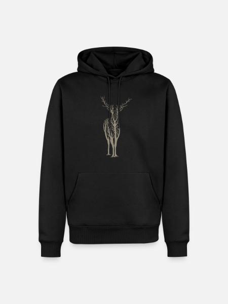 cerf - Sweat à capuche Premium bio Homme - noir