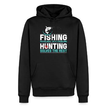 Fishing and Hunting - Männer Premium Bio Hoodie - Schwarz - Vorne - Nico (187cm)