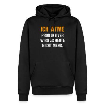 Je respire des paroles drôles - Sweat à capuche Premium bio Homme - noir - Devant - Nico (187cm)