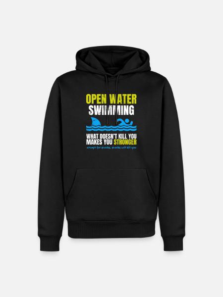 Funny Open Water Swimming Shark - Men’s Premium Organic Hoodie - black
