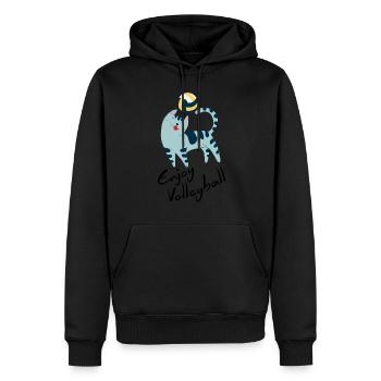 Chat de volleyball - Sweat à capuche Premium bio Homme - noir - Devant - Nico (187cm)