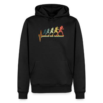 Boxen Herzschlag - Männer Premium Bio Hoodie - Schwarz - Vorne - Nico (187cm)