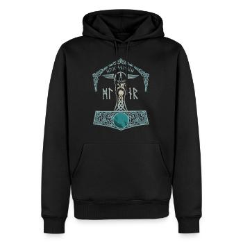 Thor Hammer Mjölnir Walhalla Wikinger Männer - Männer Premium Bio Hoodie - Schwarz - Vorne - Nico (187cm)