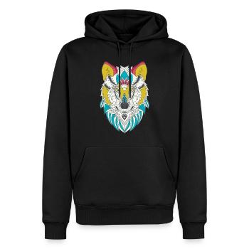 Tête de loup colorée - Sweat à capuche Premium bio Homme - noir - Devant - Nico (187cm)