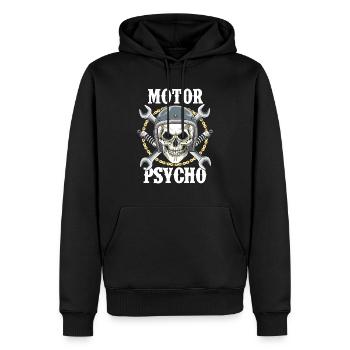 Motorrad Geschenk Totenköpfe Biker Psycho - Männer Premium Bio Hoodie - Schwarz - Vorne - Nico (187cm)