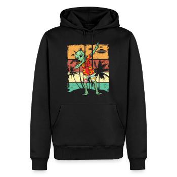 Dabbing Alien Retro Beach Geschenk Design Idee - Männer Premium Bio Hoodie - Schwarz - Vorne - Nico (187cm)