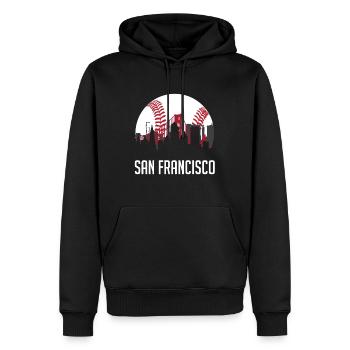 San Francisco Baseball Fan Downtown Skyline - Sweat à capuche Premium bio Homme - noir - Devant - Nico (187cm)