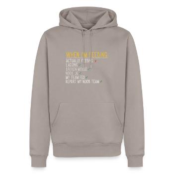 Noob Lol Feeding Gift - Men’s Premium Organic Hoodie - taupe - Front - Nico (187cm)