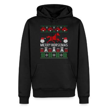 Joyeux Noël chevaux - Sweat à capuche Premium bio Homme - noir - Devant - Nico (187cm)