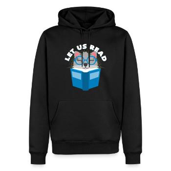 libri - Felpa con cappuccio ecologica premium da uomo - nero - Fronte - Nico (187cm)