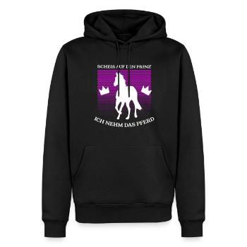 Licorne pas le prince Je prends le cheval - Sweat à capuche Premium bio Homme - noir - Devant - Nico (187cm)