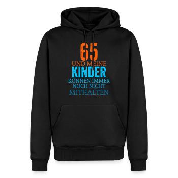 65th birthday - Men’s Premium Organic Hoodie - black - Front - Nico (187cm)